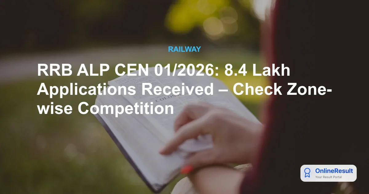 RRB ALP CEN 01/2026: 8.4 Lakh Applications Received – Check Zone-wise Competition