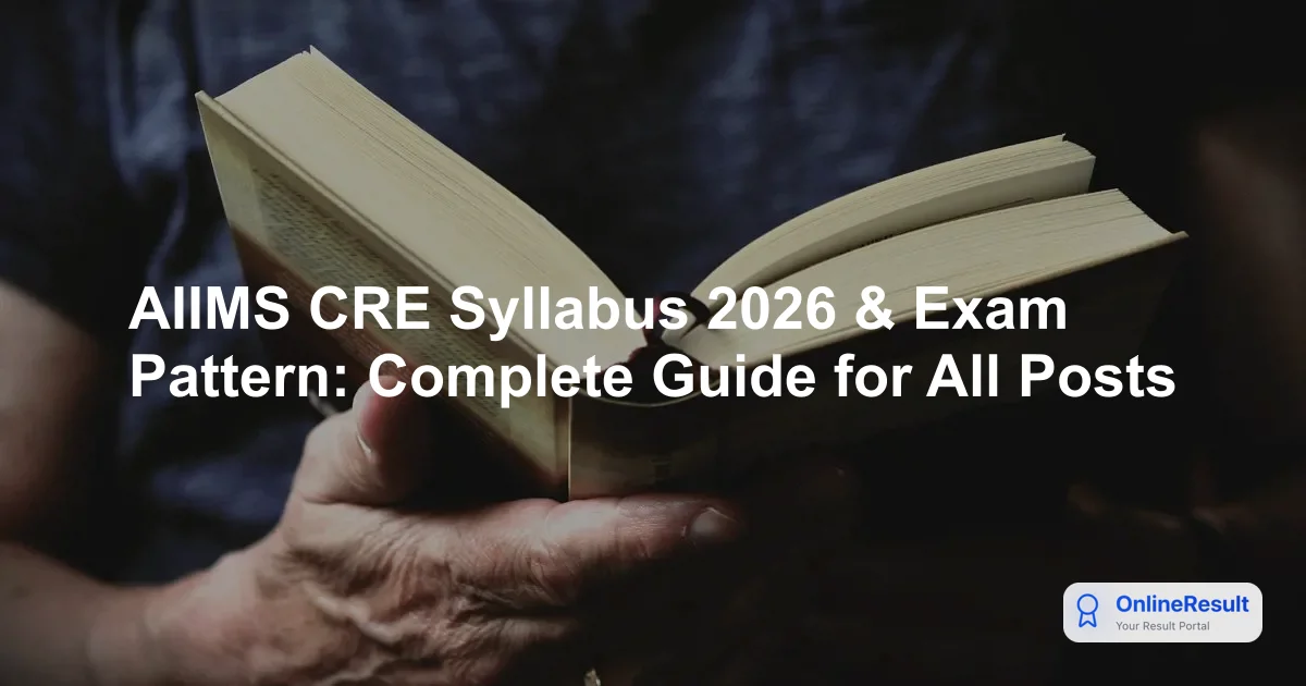 AIIMS CRE Syllabus 2026 & Exam Pattern: Post-Wise Guide