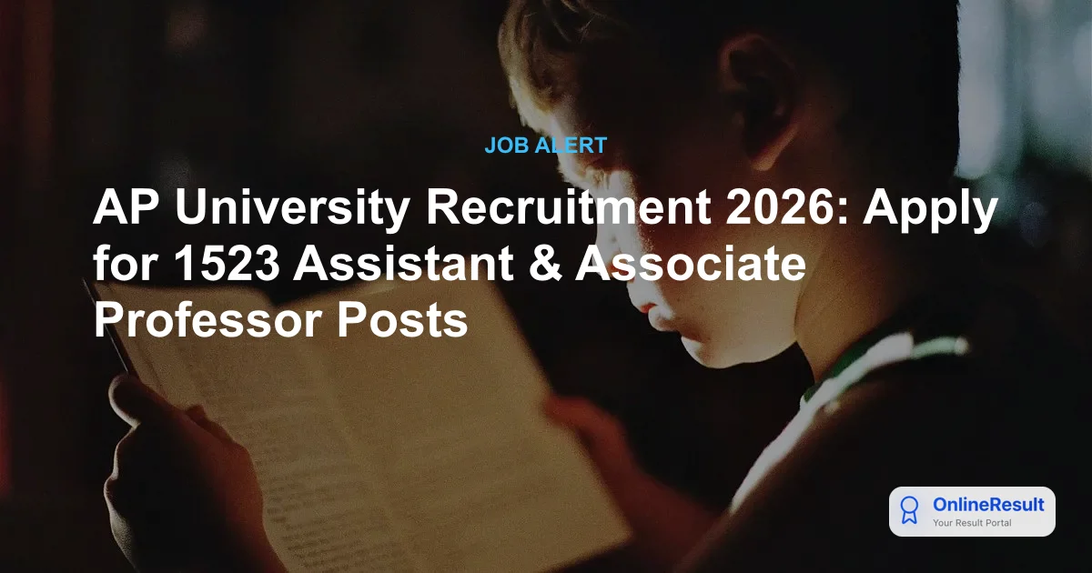 AP University Recruitment 2026: Apply for 1523 Assistant & Associate Professor Posts