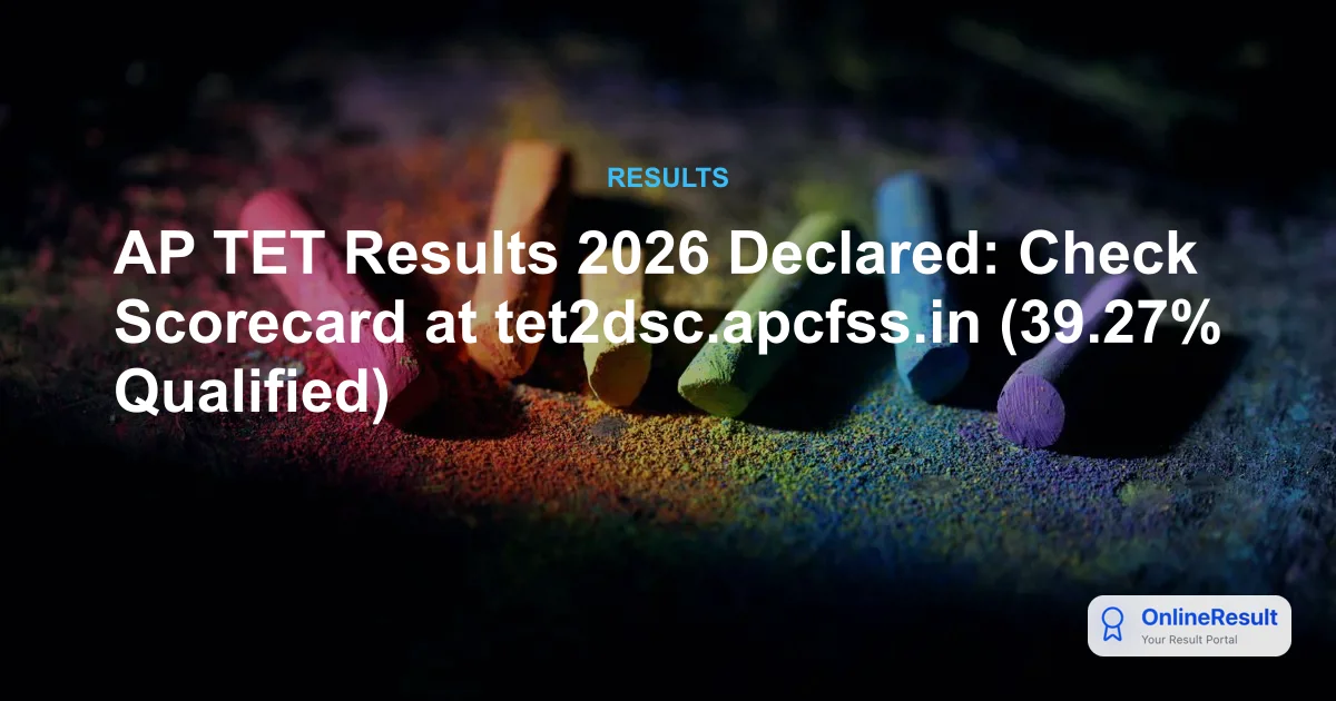 AP TET Results 2026 Declared: Check Scorecard at tet2dsc.apcfss.in (39.27% Qualified)