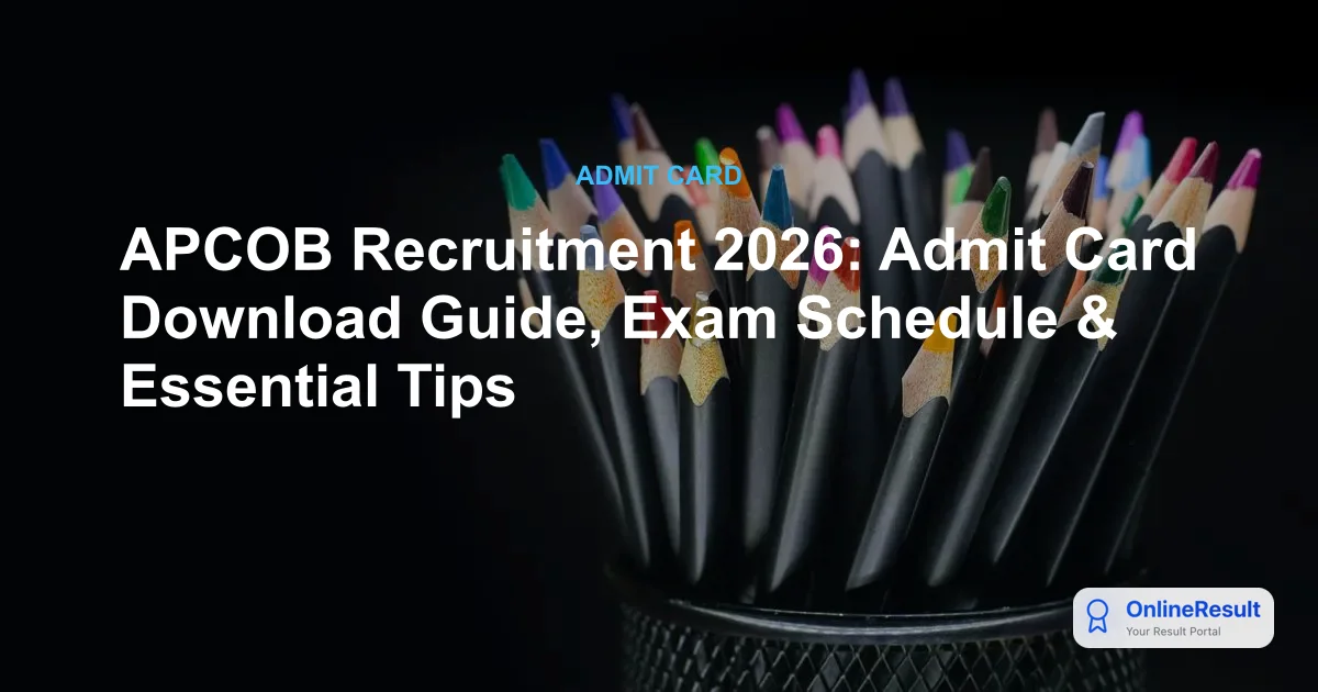 APCOB Recruitment 2026: Admit Card Download Guide, Exam Schedule & Essential Tips