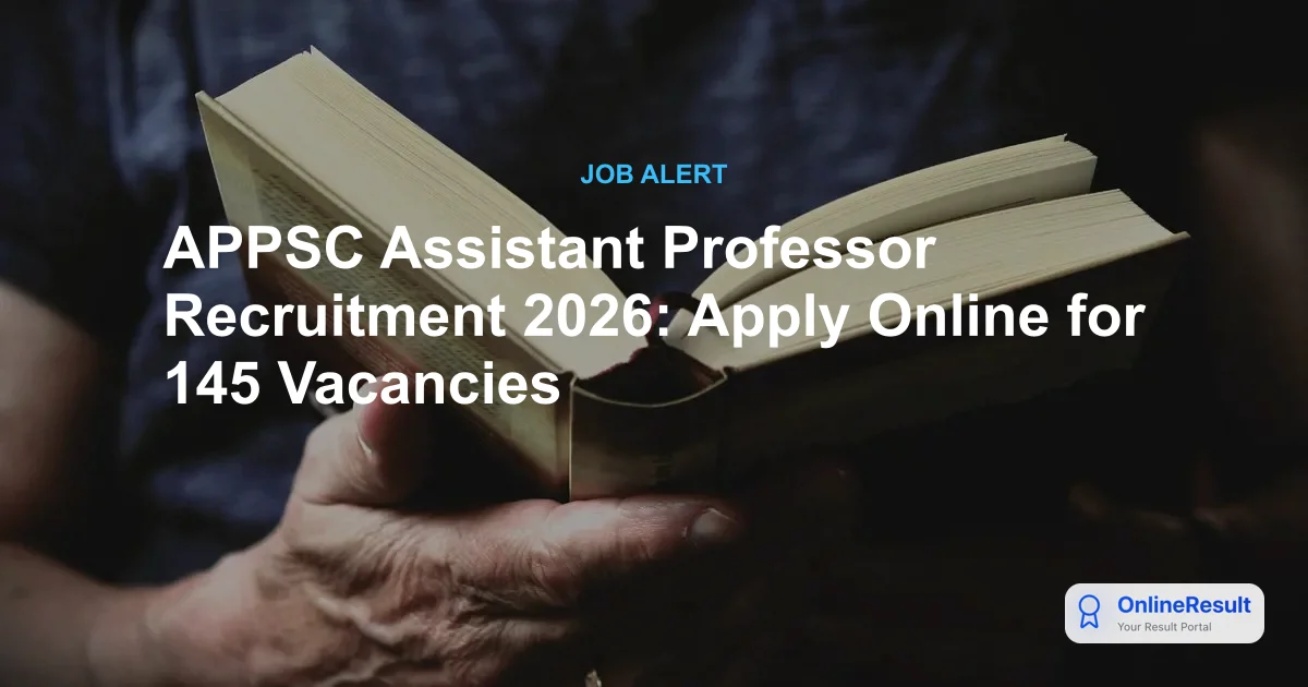 APPSC Assistant Professor Recruitment 2026: Apply Online for 145 Vacancies