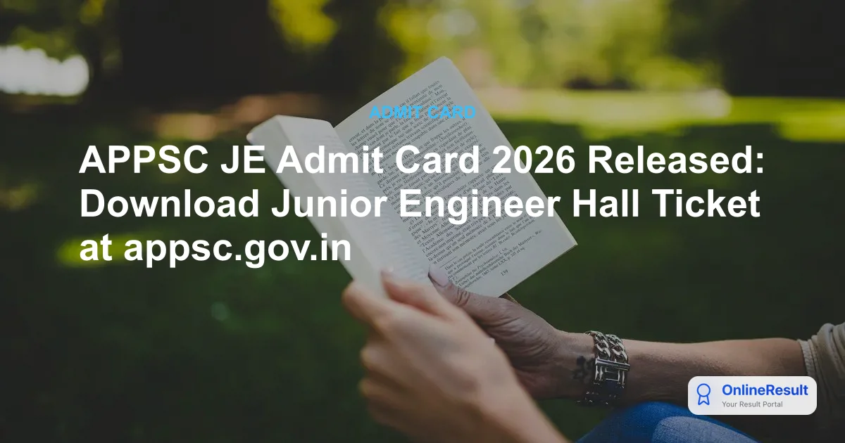 APPSC JE Admit Card 2026 Released: Download Junior Engineer Hall Ticket at appsc.gov.in
