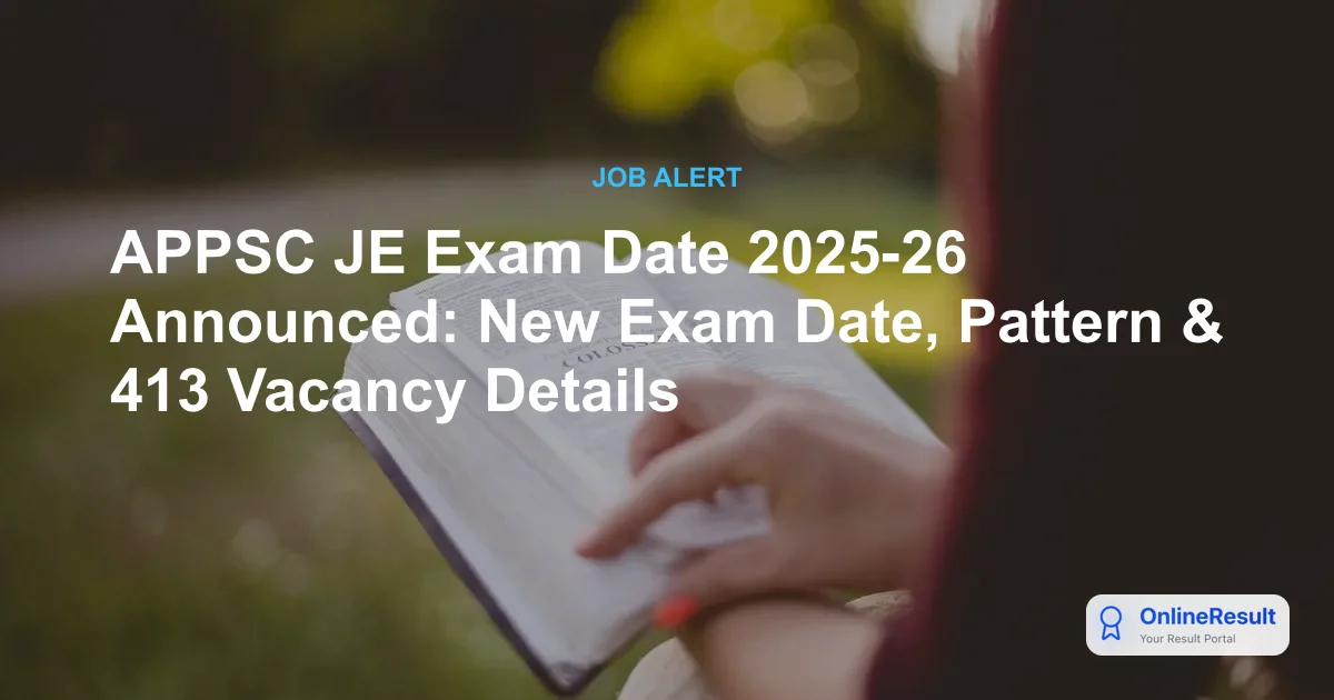APPSC JE Exam Date 2025-26 Announced: New Exam Date, Pattern & 413 Vacancy Details