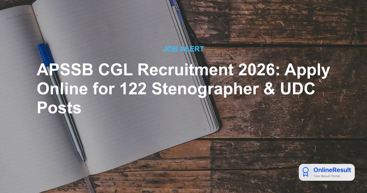 APSSB CGL Recruitment 2026: Apply Online for 122 Stenographer & UDC Posts