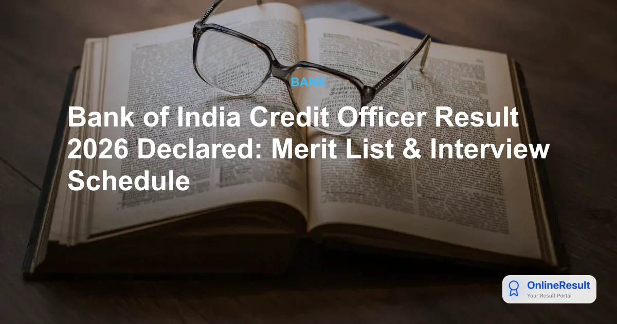Bank of India Credit Officer Result 2026 Declared: Merit List & Interview Schedule