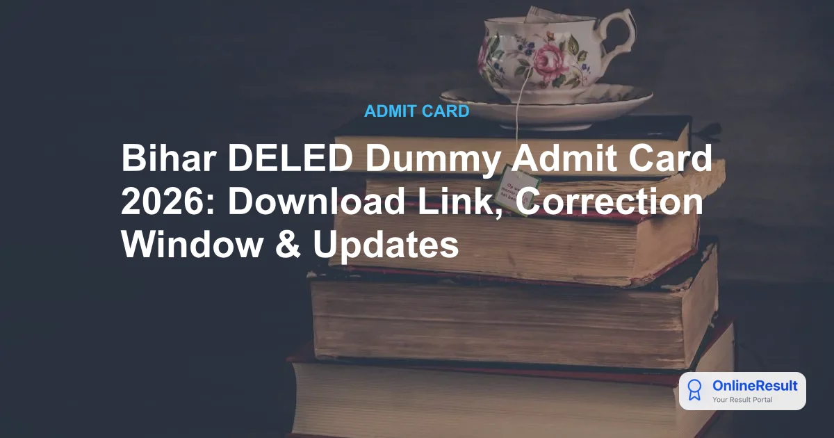 Bihar DELED Dummy Admit Card 2026: Download Link, Correction Window & Updates