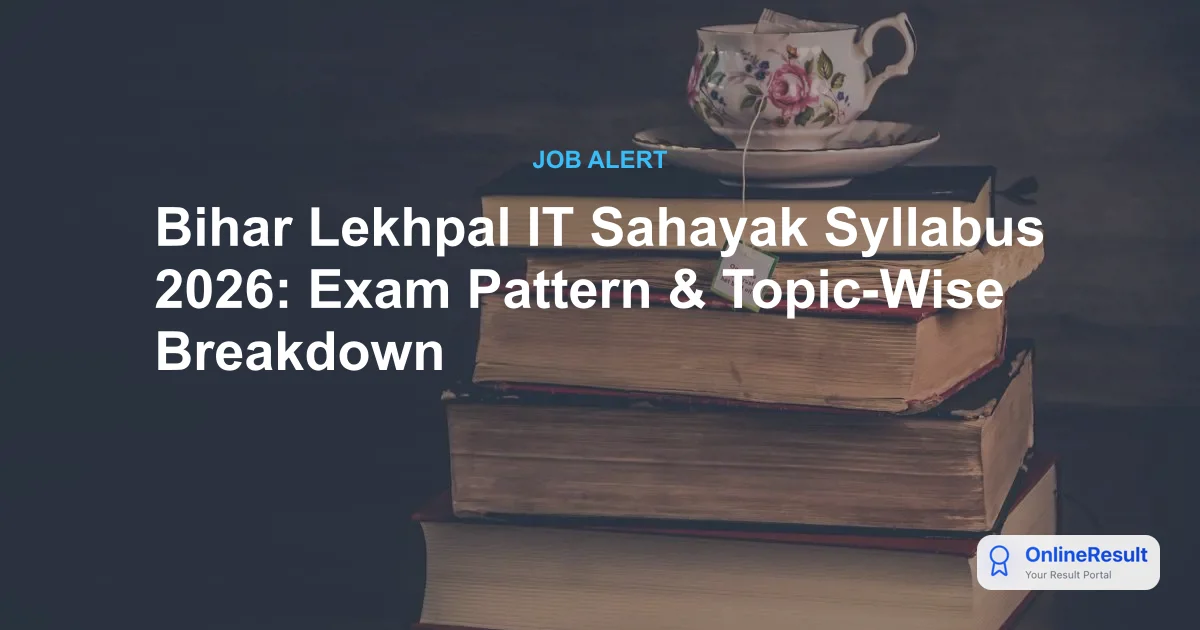 Bihar Lekhpal IT Sahayak Syllabus 2026: Exam Pattern & Topic-Wise Breakdown