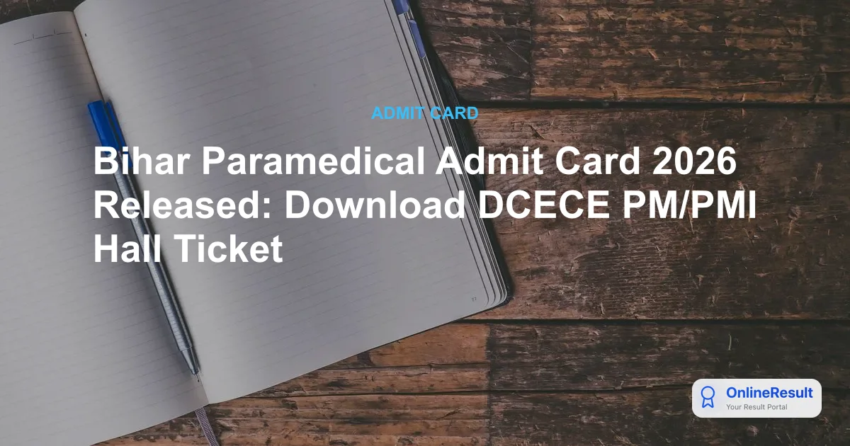 Bihar Paramedical Admit Card 2026 Released: Download DCECE PM/PMI Hall Ticket