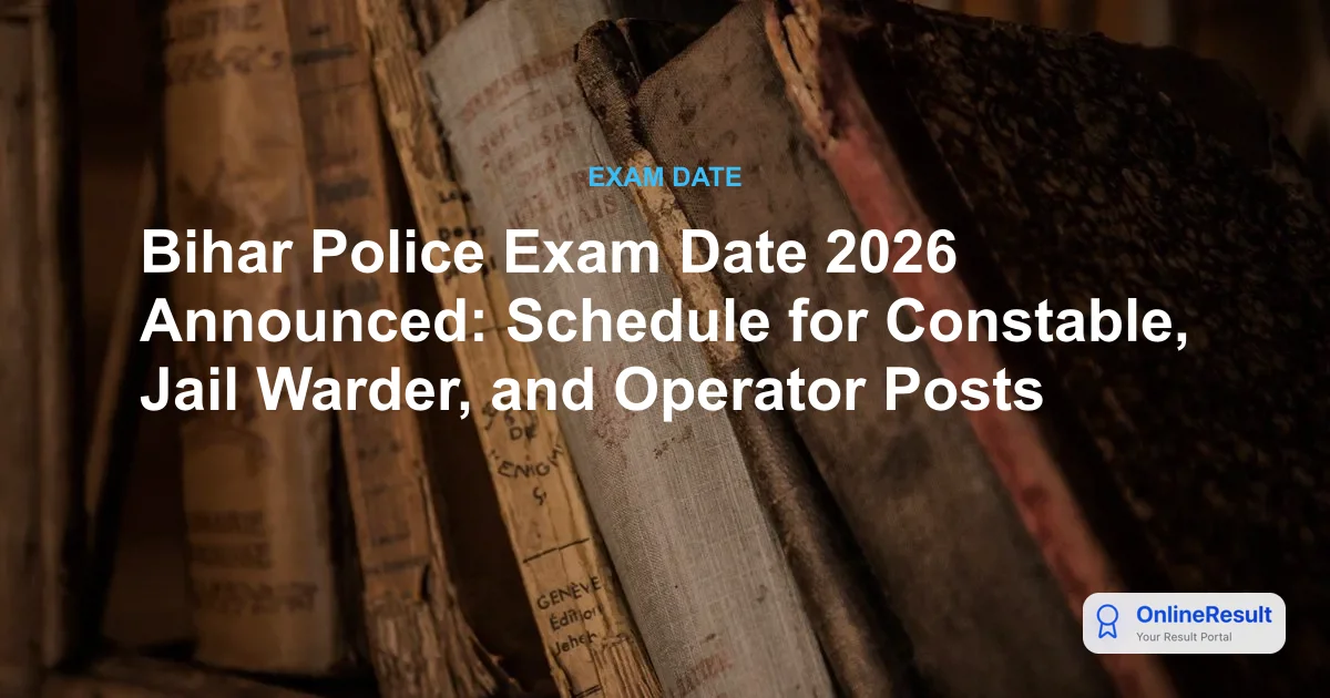 Bihar Police Exam Date 2026 Announced: Schedule for Constable, Jail Warder, and Operator Posts