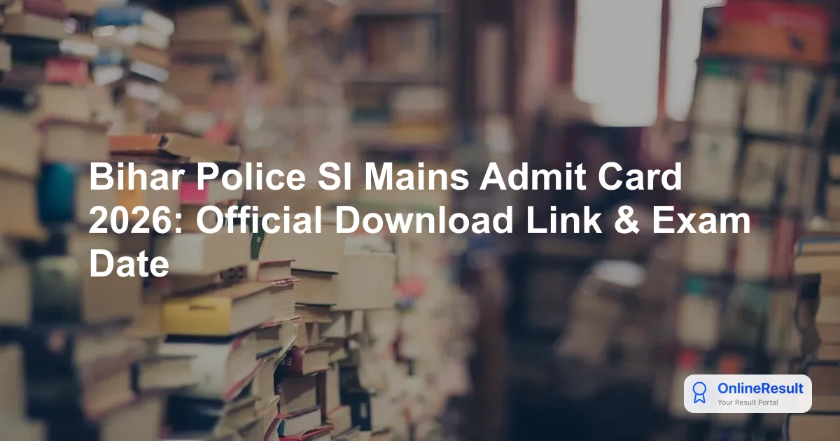 Bihar Police SI Mains Admit Card 2026: Official Download Link & Exam Date
