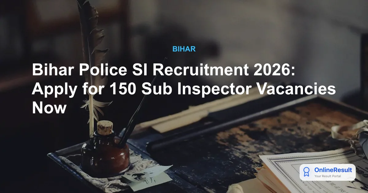 Bihar Police SI Recruitment 2026: Apply for 150 Sub Inspector Vacancies Now