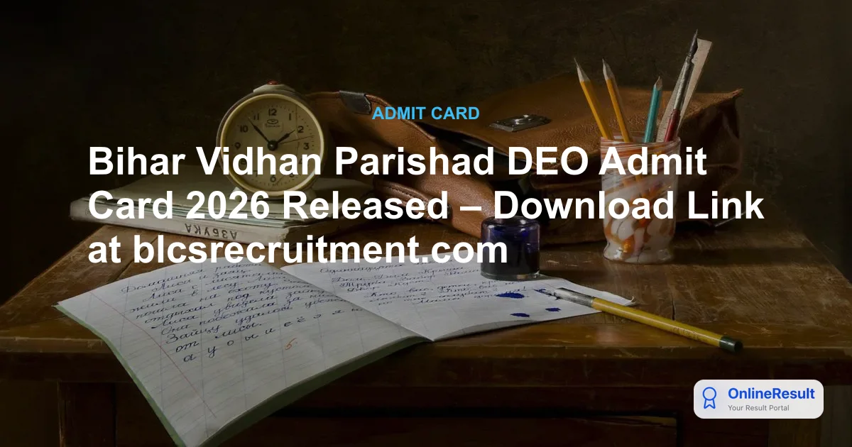 Bihar Vidhan Parishad DEO Admit Card 2026 Released – Download Link at blcsrecruitment.com