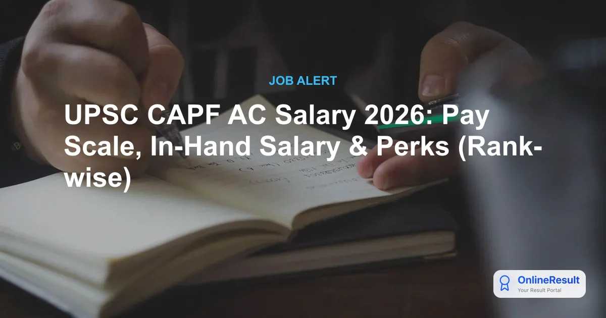 UPSC CAPF AC Salary 2026: Pay Scale, In-Hand Salary & Perks (Rank-wise)