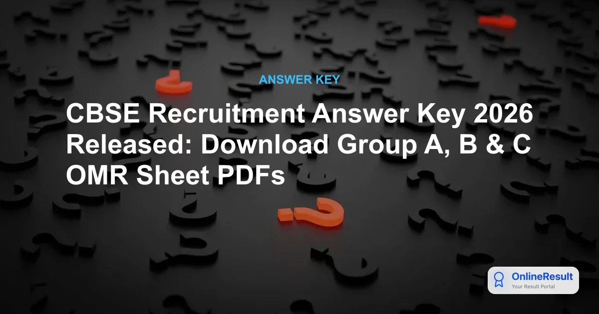 CBSE Recruitment Answer Key 2026 Released: Download Group A, B & C OMR Sheet PDFs