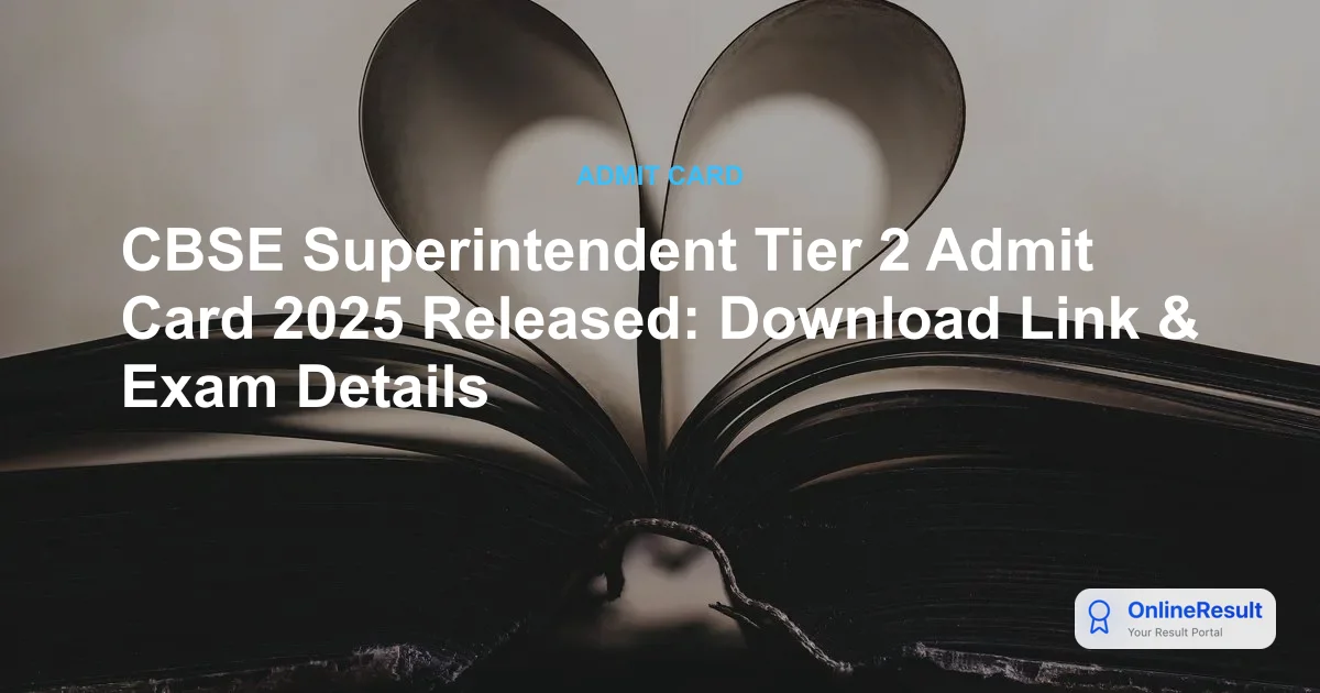 CBSE Superintendent Tier 2 Admit Card 2025 Released: Download Link & Exam Details