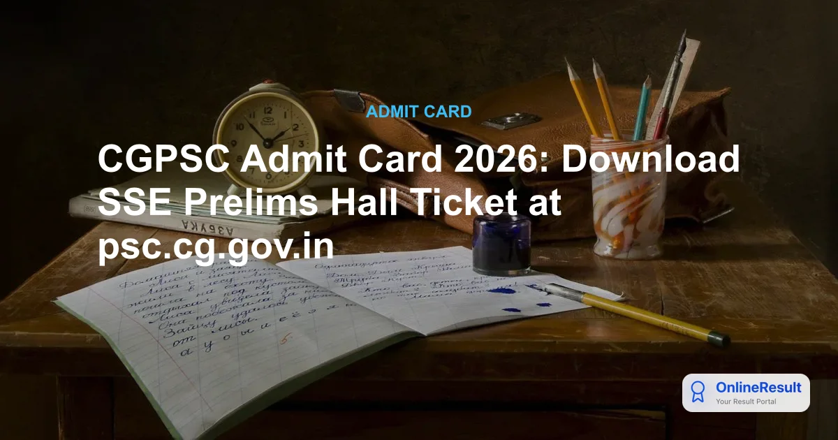 CGPSC Admit Card 2026: Download SSE Prelims Hall Ticket at psc.cg.gov.in