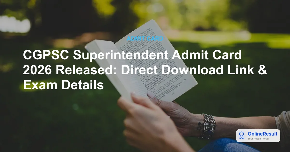CGPSC Superintendent Admit Card 2026 Released: Direct Download Link & Exam Details