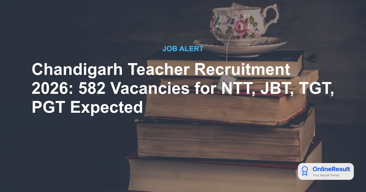 Chandigarh Teacher Recruitment 2026: 582 Vacancies for NTT, JBT, TGT, PGT Expected