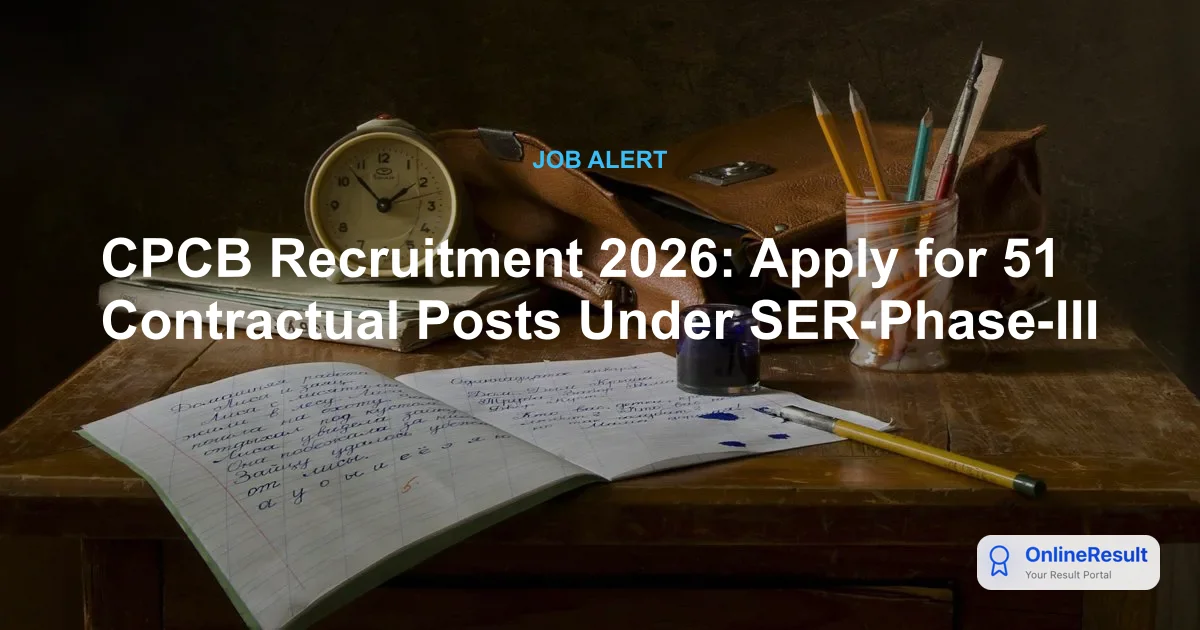 CPCB Recruitment 2026: Apply for 51 Contractual Posts Under SER-Phase-III