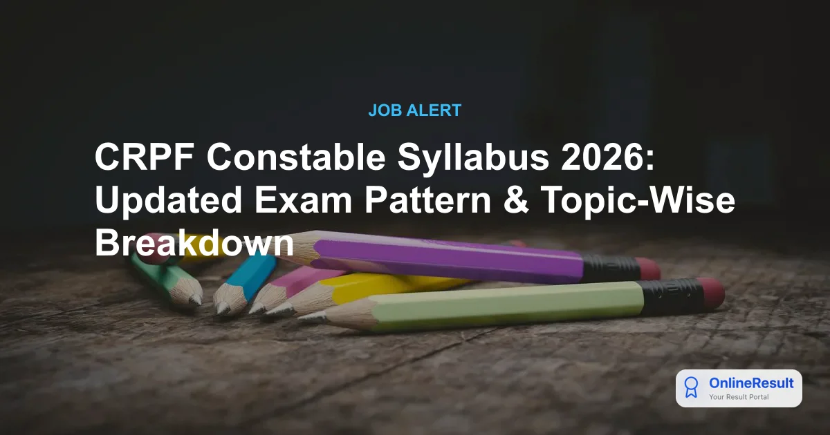 CRPF Constable Syllabus 2026: Updated Exam Pattern & Topic-Wise Breakdown