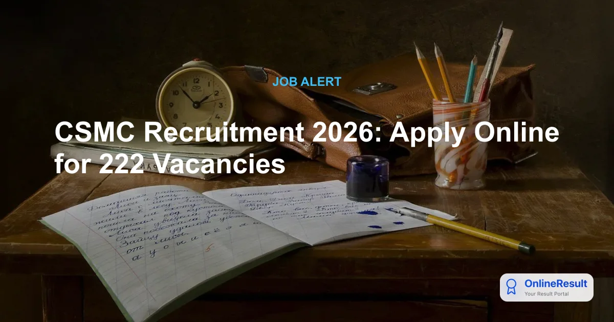CSMC Recruitment 2026: Apply Online for 222 Vacancies