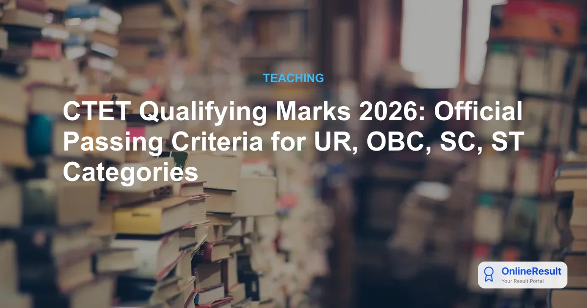 CTET Qualifying Marks 2026: Official Passing Criteria for UR, OBC, SC, ST Categories