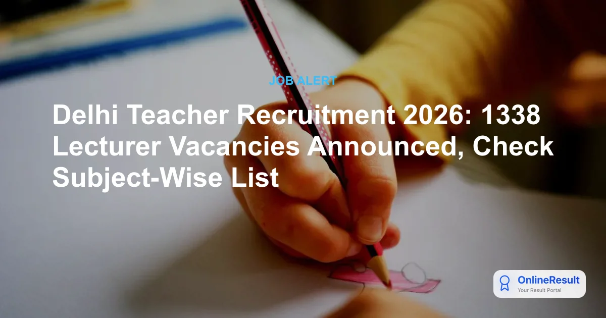Delhi Teacher Recruitment 2026: 1338 Lecturer Vacancies Announced, Check Subject-Wise List