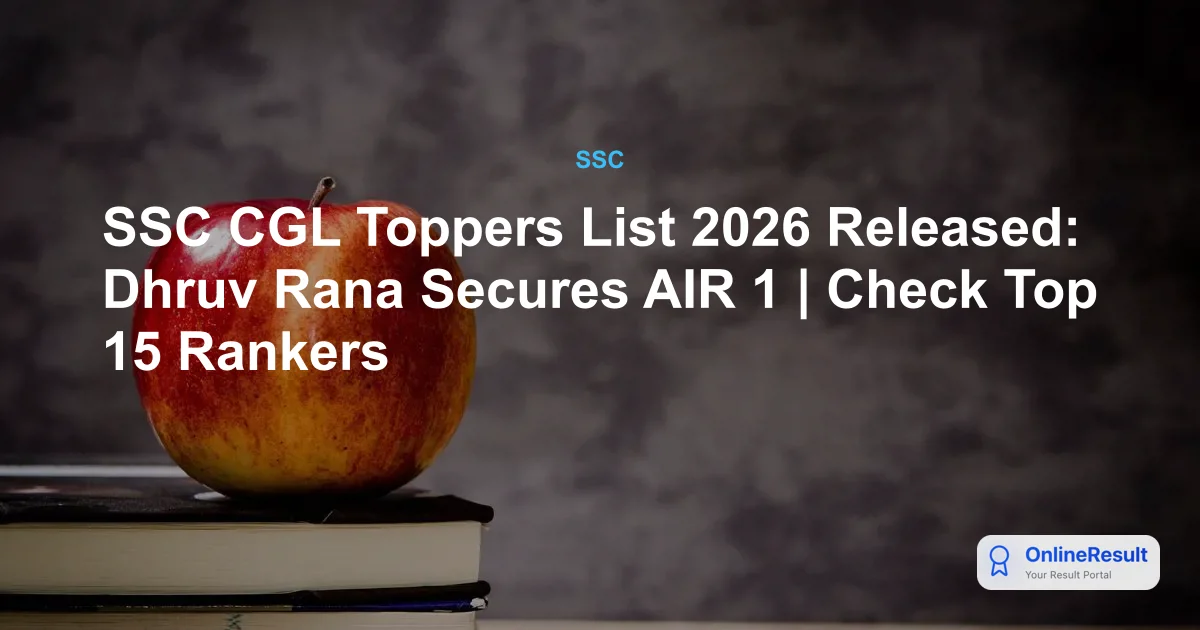 SSC CGL Toppers List 2026 Released: Dhruv Rana Secures AIR 1 | Check Top 15 Rankers