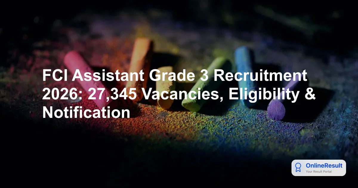 FCI Assistant Grade 3 Recruitment 2026: 27,345 Vacancies, Eligibility & Notification