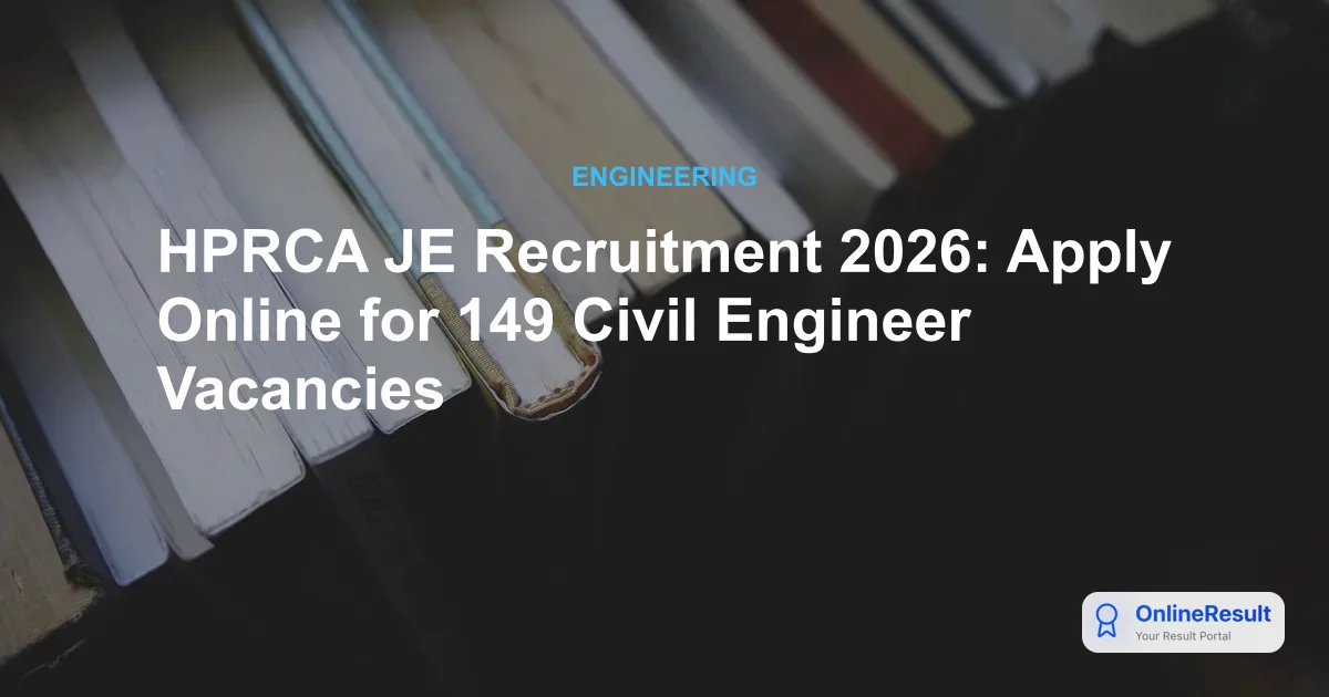 HPRCA JE Recruitment 2026: Apply Online for 149 Civil Engineer Vacancies