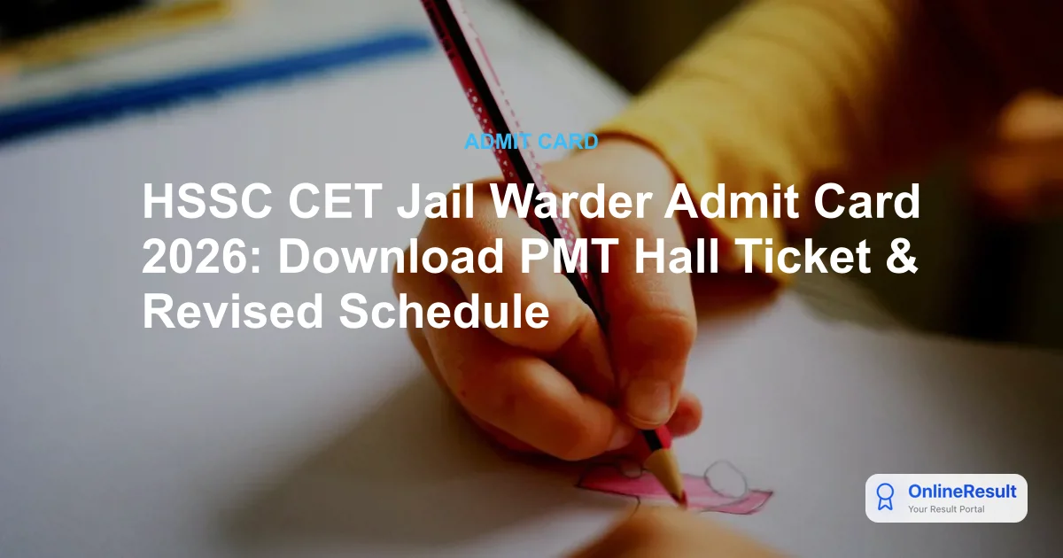 HSSC CET Jail Warder Admit Card 2026: Download PMT Hall Ticket & Revised Schedule