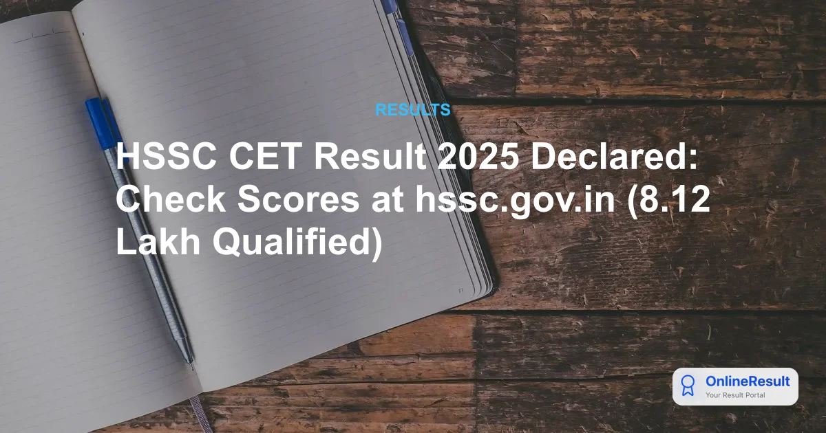 HSSC CET Result 2025 Declared: Check Scores at hssc.gov.in (8.12 Lakh Qualified)