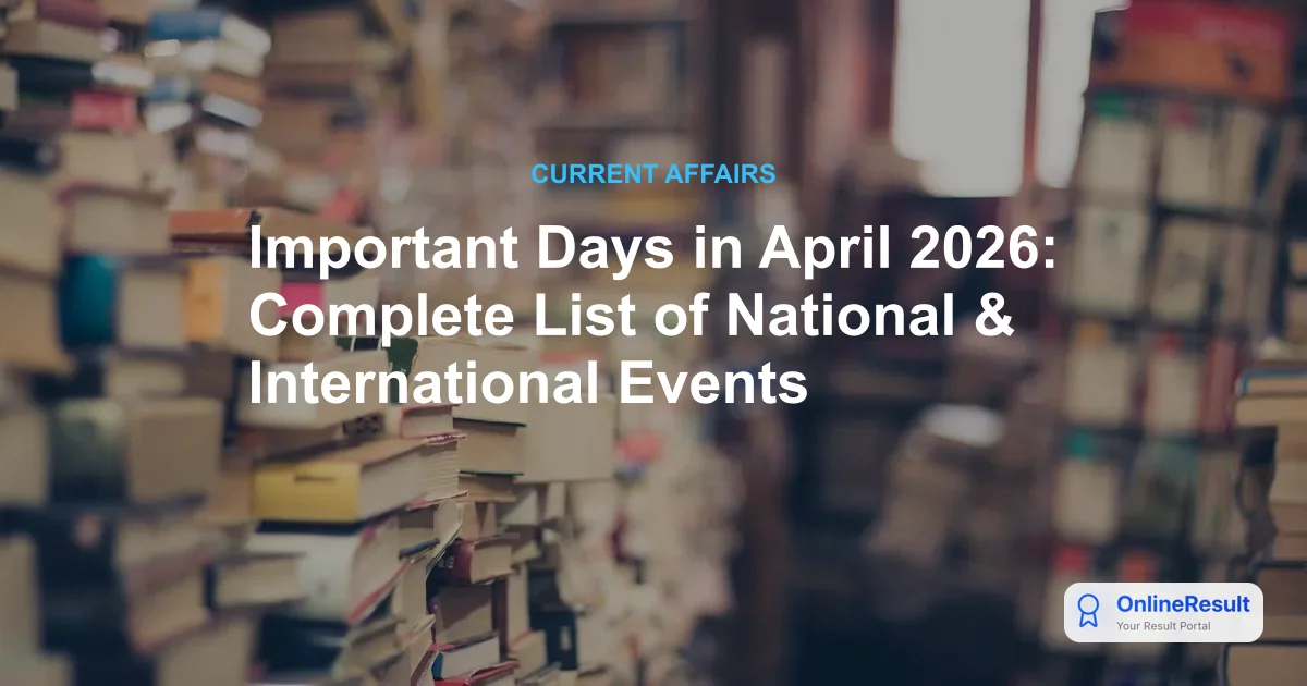 Important Days in April 2026: Complete List of National & International Events