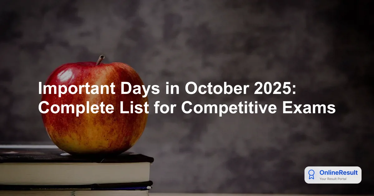 Important Days in October 2025: Complete List for Competitive Exams
