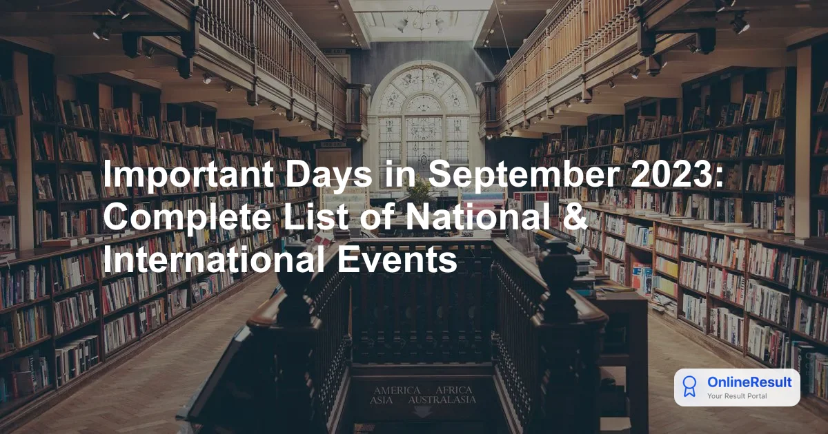 Important Days in September 2023: Complete List of National & International Events