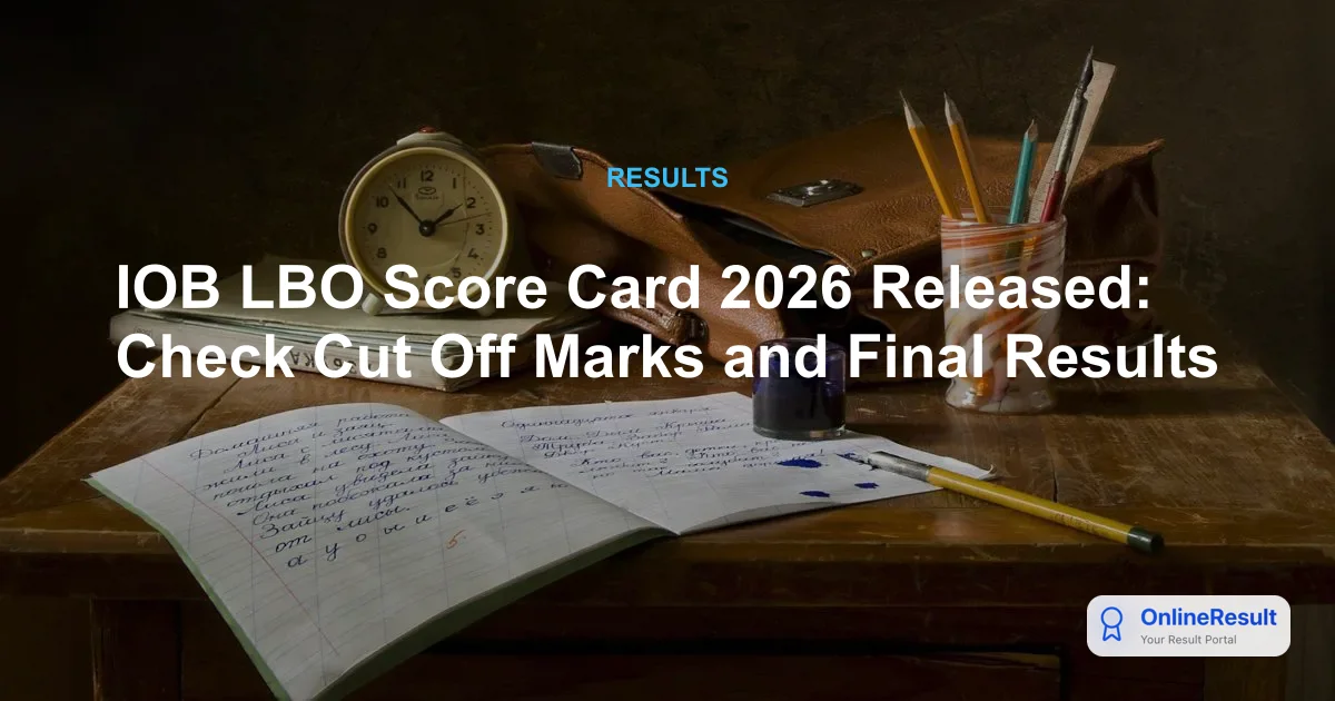 IOB LBO Score Card 2026 Released: Check Cut Off Marks and Final Results