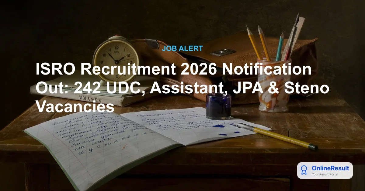 ISRO Exam Date 2026 Out for 267 Assistant, UDC, JPA, & Stenographer Posts