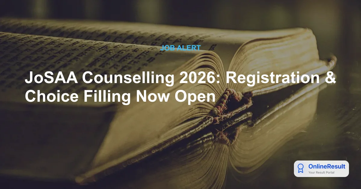 JoSAA Counselling 2026: Registration & Choice Filling Now Open