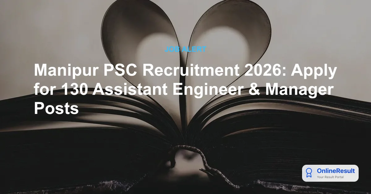 Manipur PSC Recruitment 2026: Apply for 130 Assistant Engineer & Manager Posts