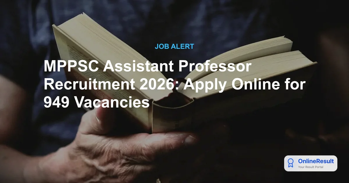 MPPSC Assistant Professor Recruitment 2026: Apply Online for 949 Vacancies