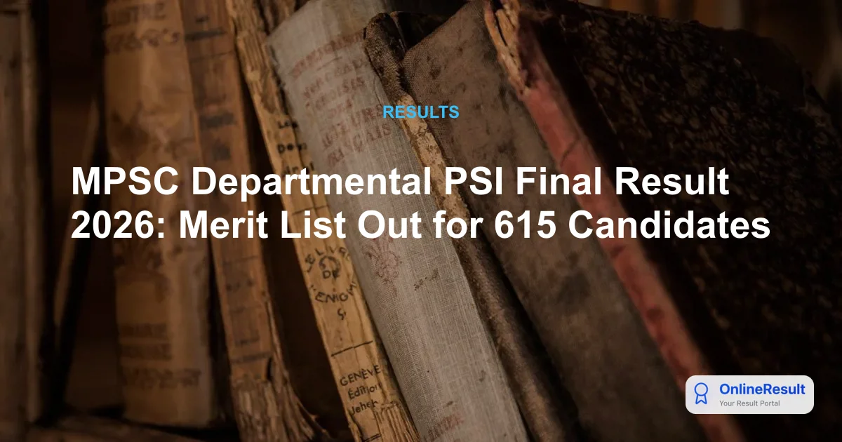 MPSC Departmental PSI Final Result 2026: Merit List Out for 615 Candidates
