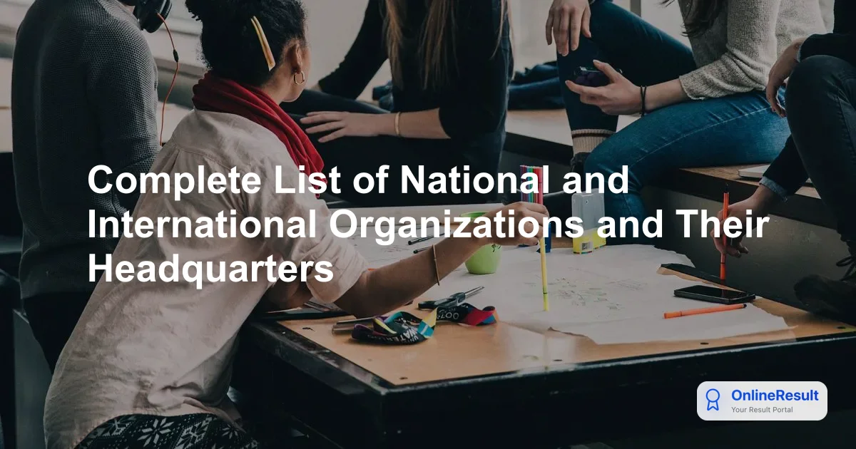 Complete List of National and International Organizations and Their Headquarters