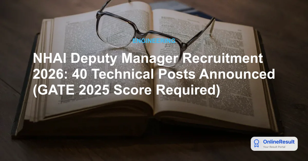 NHAI Deputy Manager Recruitment 2026: 40 Technical Posts Announced (GATE 2025 Score Required)