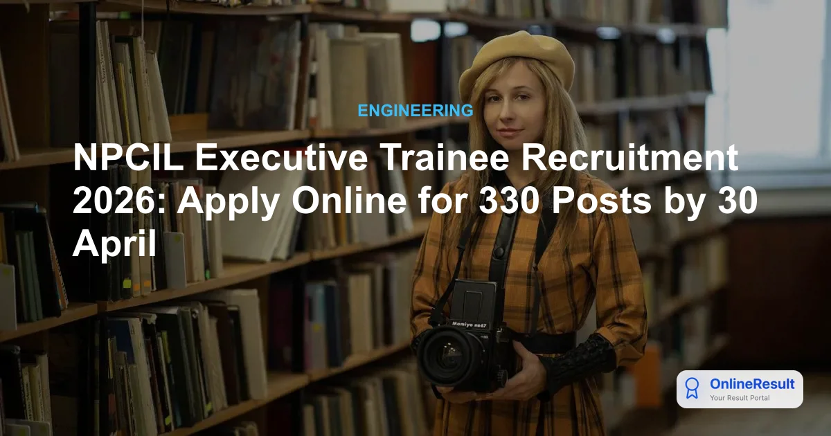 NPCIL Executive Trainee Recruitment 2026: Apply Online for 330 Posts by 30 April