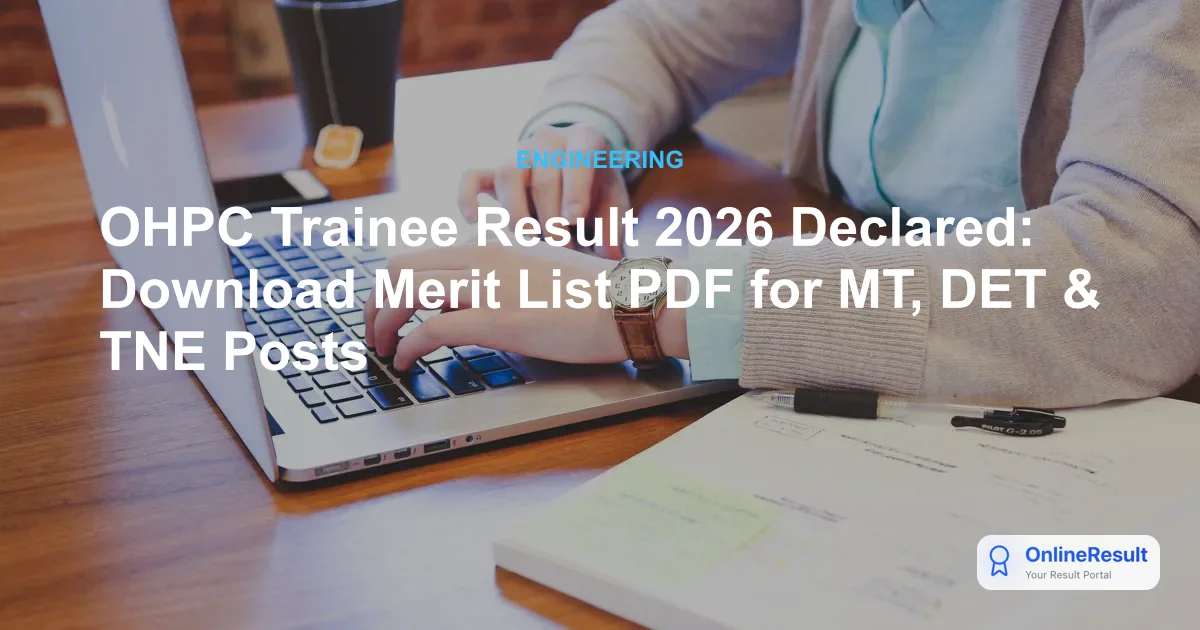 OHPC Trainee Result 2026 Declared: Download Merit List PDF for MT, DET & TNE Posts