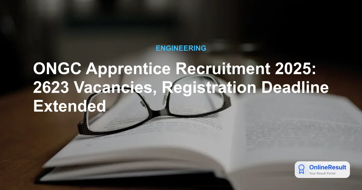 ONGC Apprentice Recruitment 2025: 2623 Vacancies, Registration Deadline Extended