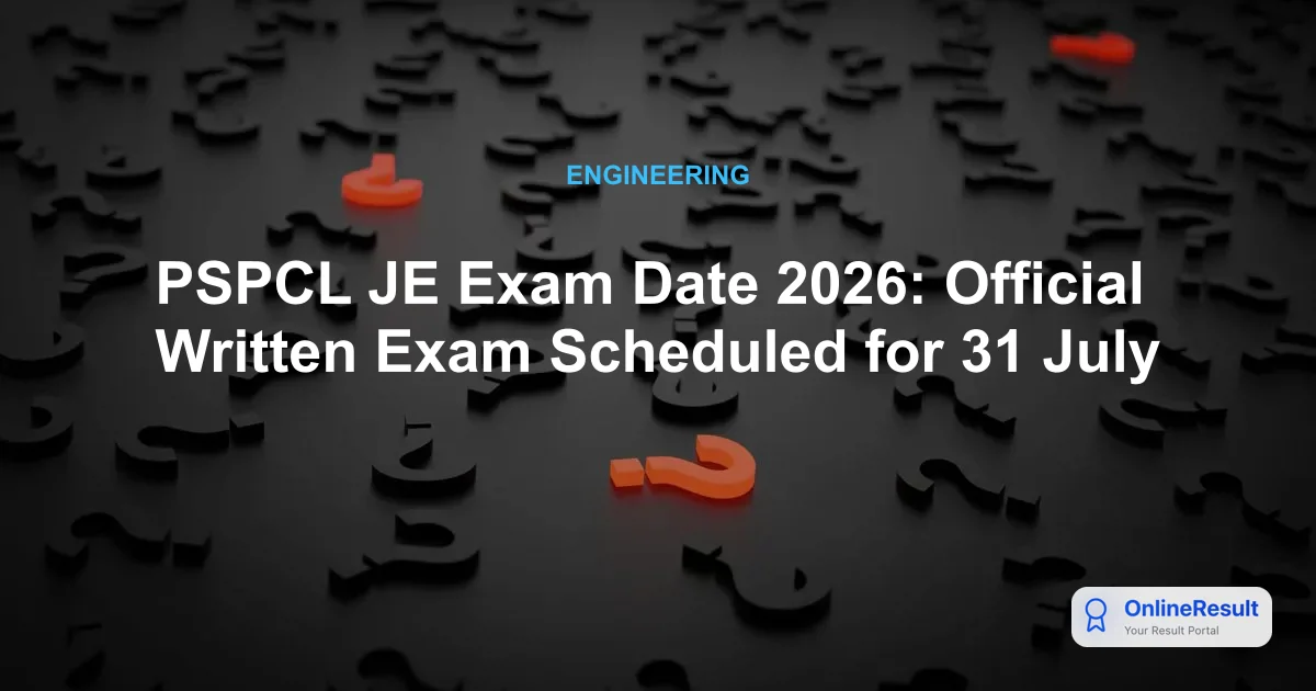 PSPCL JE Exam Date 2026: Official Written Exam Scheduled for 31 July