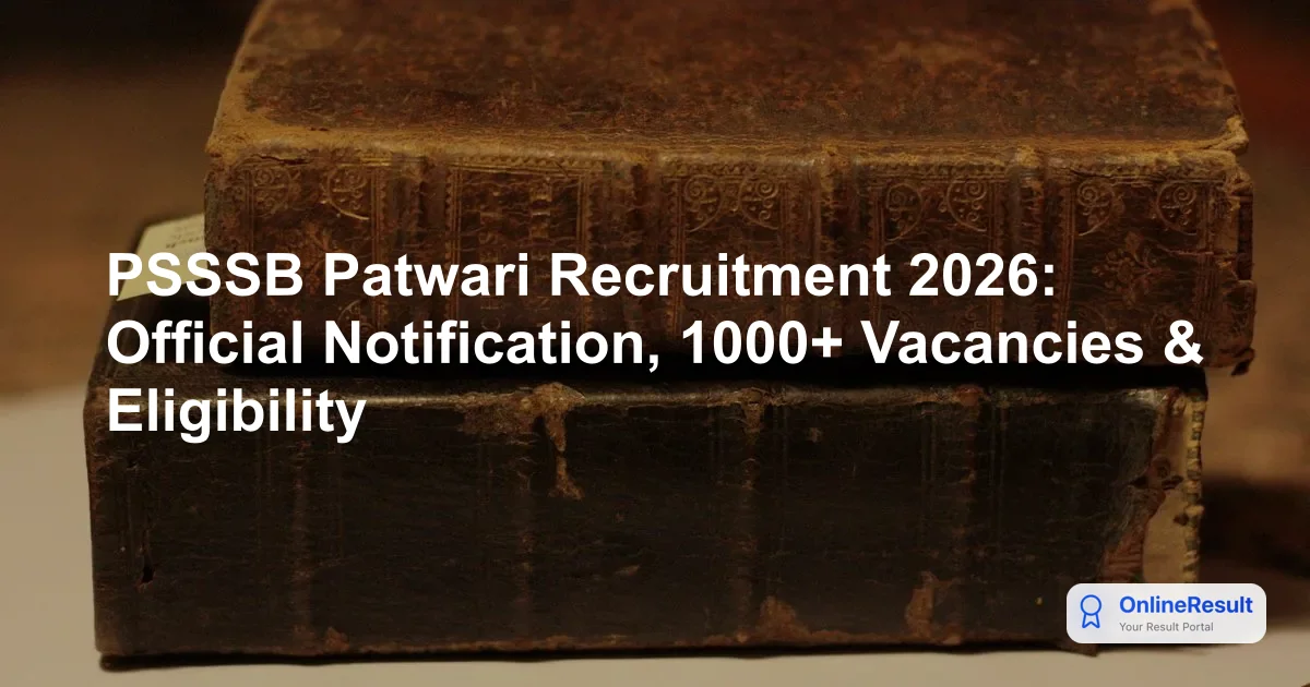 PSSSB Patwari Recruitment 2026: Official Notification, 1000+ Vacancies & Eligibility