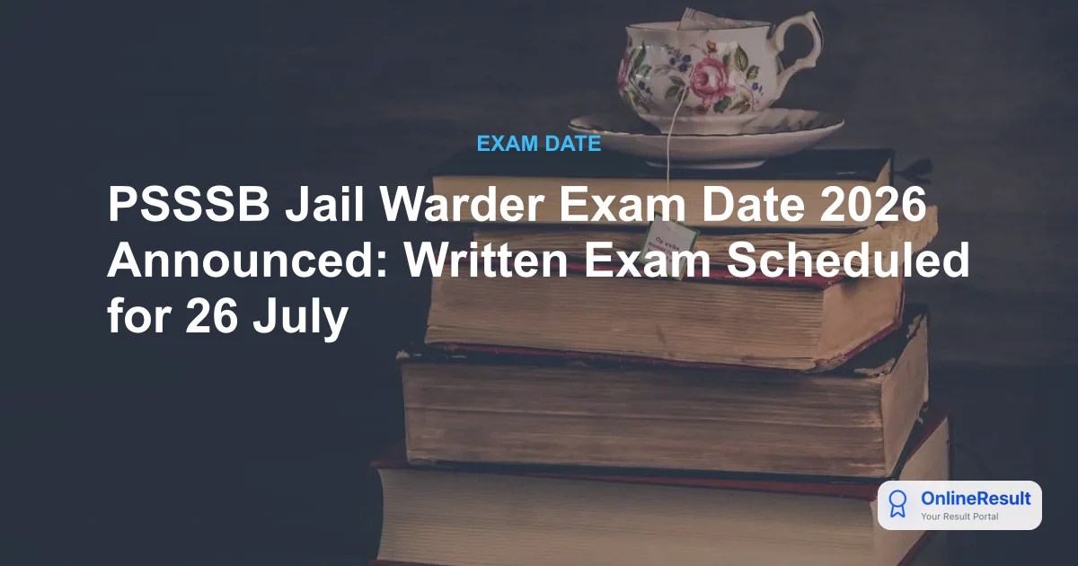 PSSSB Jail Warder Exam Date 2026 Announced: Written Exam Scheduled for 26 July